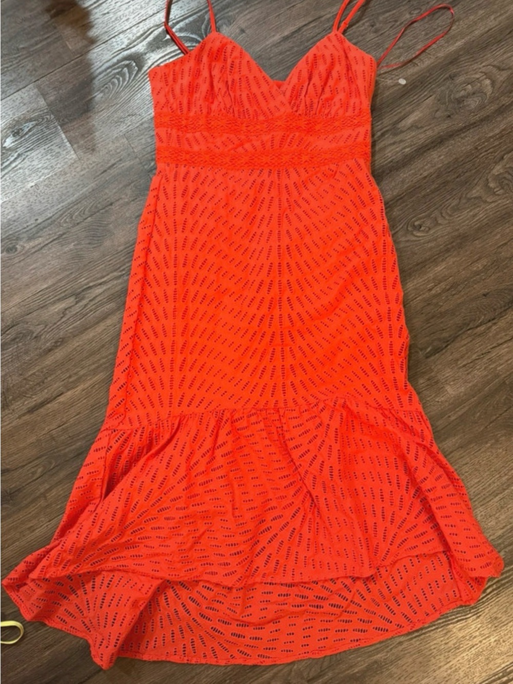 Trina Turk Red Orange Spaghetti-Strap Midi Dress